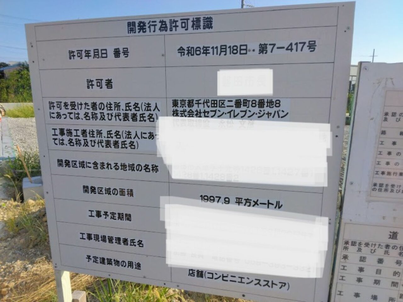 セブンイレブン磐田産業大学近く磐田市大原